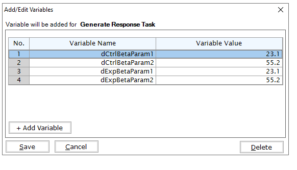 Example Input Parameters