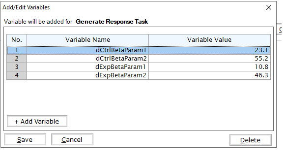 Example Input Parameters